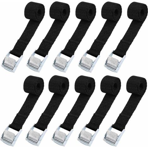 10pcs Sangle d'arrimage 239CM Kit de Fixation pour Moto/ Voiture/ Porte Vélo Sangle de Serrage Charge Maximale 500 kg - Noir (1/5)
