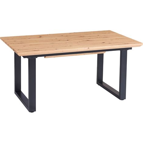 Esstisch Schweizer Kante eichenfarben 160(240) x 90 U-Gestell schwarz Bird