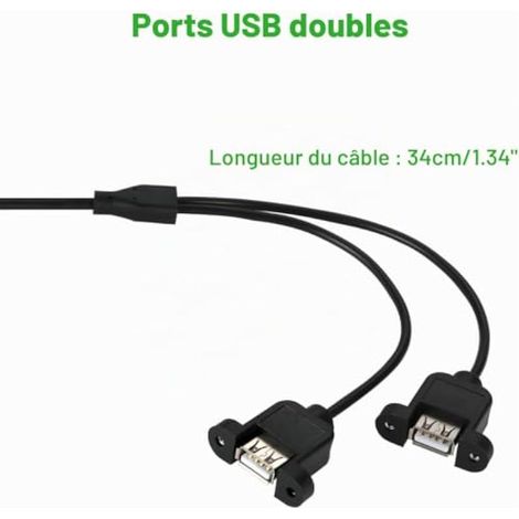 Adaptateur secteur USB DC 12V vers 5V 3A (1 pièce) avec double prise USB femelle et 15W pour installation sur panneau (1/4)