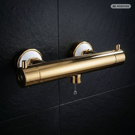 PaulGurkes Dusch-Thermostat Retro mit Keramik Mischbatterie Antik Gold Hochglanz (1/3)