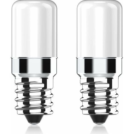 LED-Kühlschranklampe mit E14-Sockel, 2 W (entspricht 20 W Halogenlampen), warmweiß (2700 K), 170 lm, kleine LED-Lampe mit E14-Schraubsockel für Kühlschrank, Salzkristalllampe, Nähmaschine, 2er-Pack