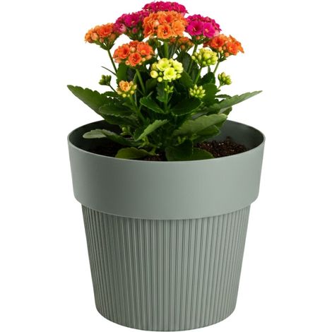 SILVA LINE Recycling-Blumentopf, graugrün, H 11,5 x 13,2 cm