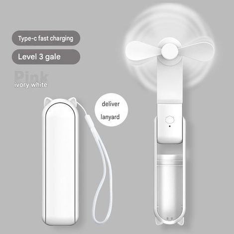Mini ventilador portátil: un ventilador de mano/mesa plegable，recargable，de 1193537 mm，ideal para usar en la oficina y al aire libre. Blanco (1/5)