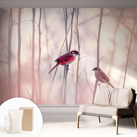 Fototapete - Tapete Vliestapete mit Kleber - Wandtapete Moderne Wandbild Schlafzimmer Wohnzimmer Vogelpaar 312x219 cm (1/5)