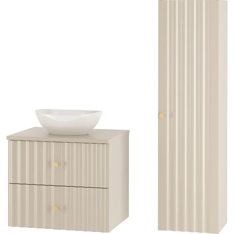 Badezimmermöbel Set 2-teilig inkl. Waschbecken in kaschmir AQUINO-140 (1/5)