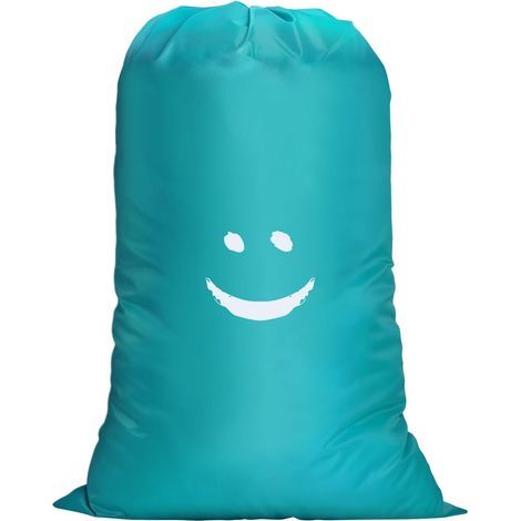 Großer Wäschesack, 120 l, faltbar, mit Kordelzug und Smiley-Gesicht, leichter, faltbarer Wäschesack für Hotel- und Schlafsaalreisen (1/5)