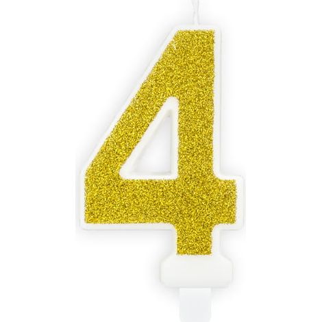 Vela número 4 dorada, 1 unidad. (1/2)