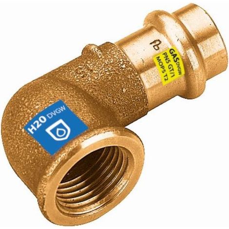 Raccord de compression en laiton rouge 1/2x15mm, 90°, raccord combiné I/I, Frabo DVGW
