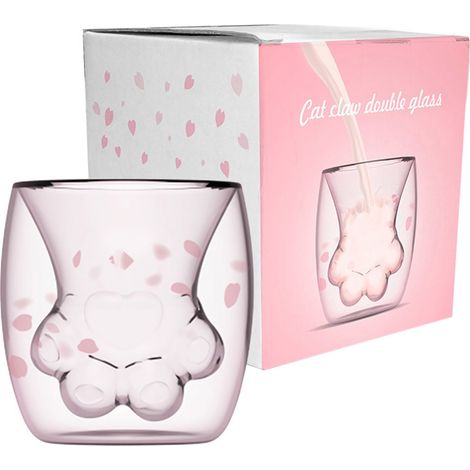 Tasse patte de chat double paroi en verre, mug griffe pour café, cadeau original pour amis (1/5)