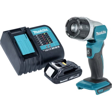 Makita DML 808 SY1 Lampada portatile a batteria 14,4 / 18 V 190 lm LED + 1x batteria ricaricabile 1,5 Ah + caricatore