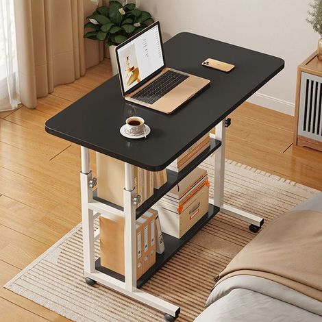 Black Home Bedroom Movable and Adjustable Computer Desk 60cm(W) x 37cm(D) x 90cm(H) (1/5)