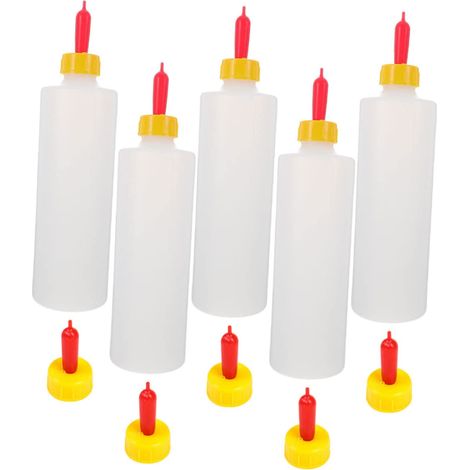 5 ensembles Lot de Biberons Élevage pour Agneaux avec Tétines Souples Anti-fuite Outils Alimentation pour Petits Animaux Bouteilles Lait Agneau Robustes et Pratiques (1/5)