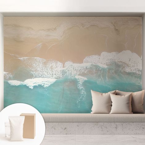 Papier peint avec colle pour décoration moderne de salon chambre à coucher cuisine et bureau Facile Vagues murmurantes 208x146 cm (1/5)