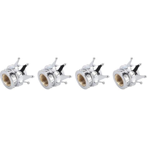 Lot de 4 bouchons de valve de roue de pneu, style couronne diamant, universels pour voitures, camions et vélos, blancs (1/5)