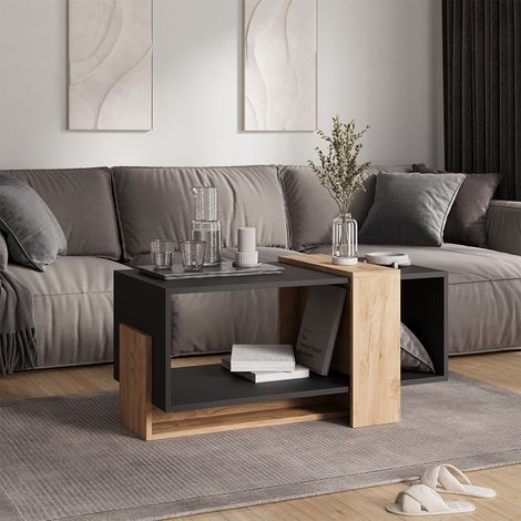 Couchtisch Aven, Anthrazit/Goldkraft Eiche, 91.8 x 49 cm, Vicco