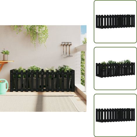 The Living Store Lit surélevé de jardin design de clôture 150x50x50cm pin massif - Lit Surélevé Jardin - Jardinière Bois - Bac À Plantation - Planter Extérieur - Décoration Jardin (1/5)