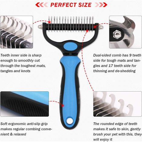 Brosse à sous-poil pour animaux de compagnie (chiens, chats, lapins) - Démêle les nœuds-AquaForge (1/5)