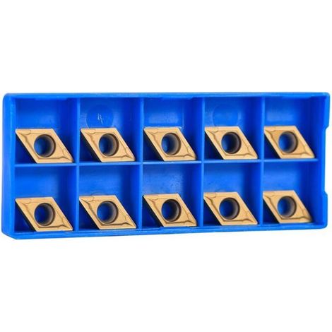 Coffret de 10 lames inserts rotatifs en carbure – Forme losange DCMT11T304-HM YBC251 – Usinage acier et inox – Durabi (1/5)