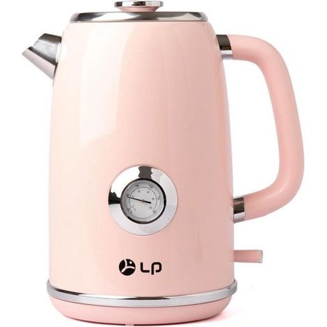Namajunas Wasserkocher – 1,7 l Fassungsvermögen – Edelstahl – Elektrischer Wasserkocher – Warmhaltefunktion – Retro-Stil – Rosa