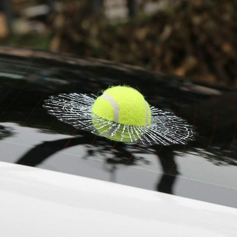 3D-Autoaufkleber, lustiger Ball trifft die Autoscheibe, Fahrzeugdekorationsaufkleber, Aufkleberzubehör + Schaber (Grünes Tennis) - Fei Yu (1/5)