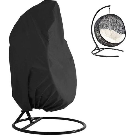 Protective Cover, Egg Swing Chair Covers Waterproof Dust Proof Black Hanging Chair Cover for Outdoor Garden Patio Swing Chair 190 x 115cm (1/5)