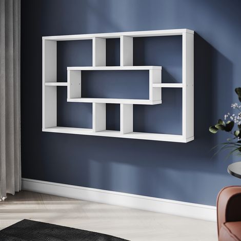 ELEGANT Wall Shelves 3 Tier Floating Wall Mounted White Wood Bookcase and Shelves for Home Office (1/5)