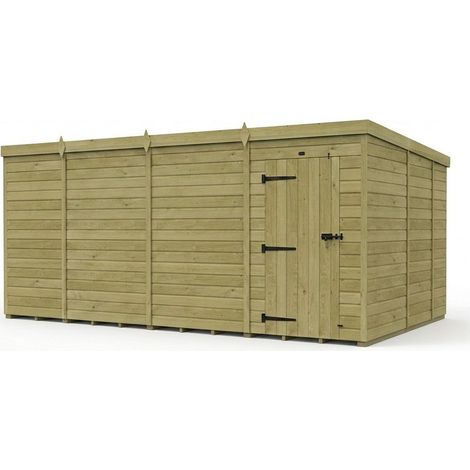 15ft x 9ft Pent Garden Shed Single Door No Windows - Pressure Treated Timber - L457 x W274 x H210 cm - Natural