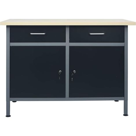 vidaXL Banco de trabajo de acero negro 120x60x85 cm (1/2)