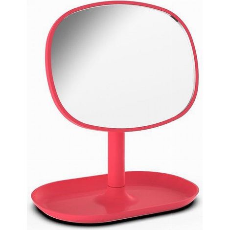 Specchio Trucco Tavolo 19.5 Cm Arredo Bagno Casa Con Vassoio Make Up Fuxia 69907 (1/2)