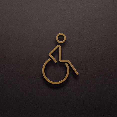 Panneau acrylique pour toilettes publiques : Panneau mural pour toilettes accessibles aux personnes handicapées - Autocollant avec symbole de fauteuil roulant pour hôtels, magasins, bureaux et espaces (1/3)