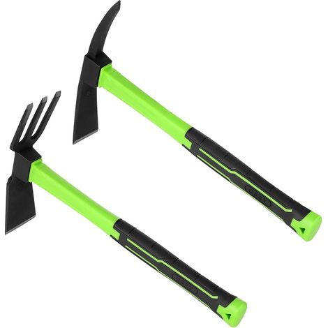 Lot de 2 Houes et Râteaux de Jardin - Cultivateur Manuel Pique Multifonction, Manche Antidérapant pour Jardin et Potager (1/5)