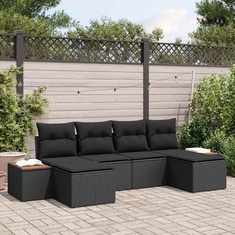 vidaXL Set Divano da Giardino 6 pcs Nero Rattan in Polipropilene (1/5)