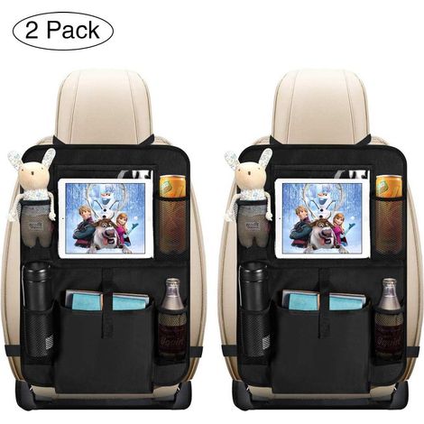 Sac de rangement de voiture pour enfants, sac de rangement de voiture pour enfants, organiseur de siège de voiture avec support de table pour Ipad, sac de rangement pour ordinateur portable, noir (2 p (1/5)