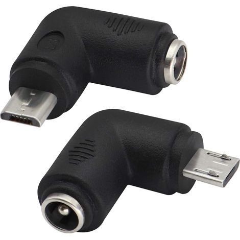 (2er-Pack-Micro) 90 Grad DC 5,5 x 2,1 mm auf Micro USB 5 V DC Ladeanschluss für Handy, Tablet, MP3 und Micro USB-Gerät