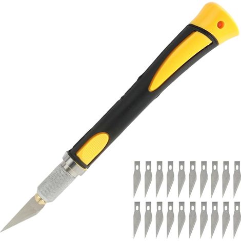 Ensemble De Scalpel Gris Avec PoignéE Ergonomique En Softgrip, Couteau De Sculpture,Incluant 10 Lames De Rechange De Haute Qualité Avec Film D'Huile Antirouille, Pour Une Coupe PréCise Et La Sculpture (1/5)