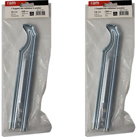 Lot de 2 supports à sceller pour radiateur en fonte type traditionnel - longueur axe 225 mm - longueur totale 260 mm - Ram