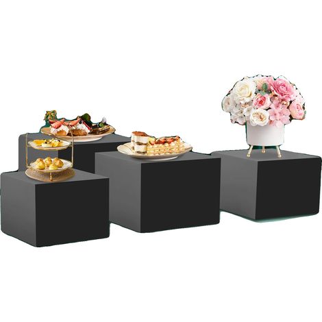Set di alzatine per torte, 4 pezzi, impilabili, nere (1/2)