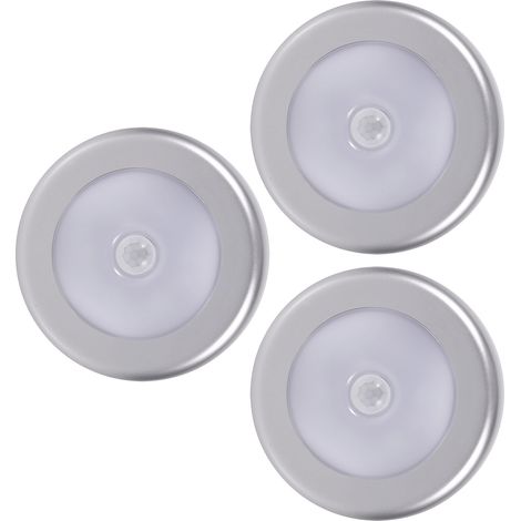 3Pcs Lampe de Nuit LED à Détecteur de Mouvement Automatique, Alimentée par Piles, Corps Rond (1/5)