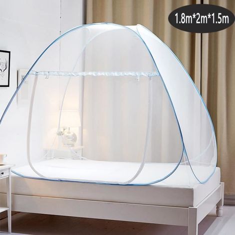 Moustiquaire de Lit Pliable, Digead Portable de Voyage Moustiquaire,Double Porte Camping Mosquito Rideau, Bleu,180 200 150cm (1/4)