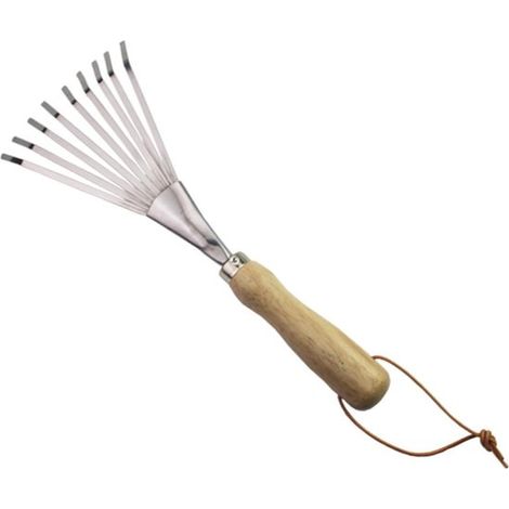 Paletta da giardino in acciaio inox con manico ergonomico - Rastrello e pala portatile con denti per diserbare e piantare (1/5)