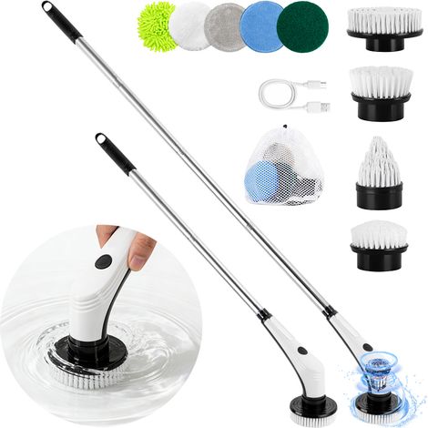 Brosse de Nettoyage Électrique Sans fil - AZMSARY - Balai Rotatif - 9 Accessoires - IPX7 Étanche - 180-230 RPM