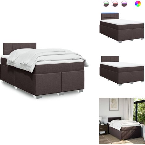 Sommier à lattes de lit et matelas marron foncé 120x190cm tissu - Sommier À Lattes De Lit - Sommiers À Lattes De Lit - Lit - Meuble De Chambre À Coucher (1/5)