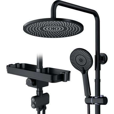 Kit de douche à double fonction avec bouton rond noir de 10 pouces (diverteur) (1/5)