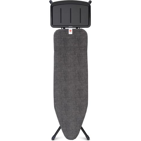 Brabantia - Asse da Stiro B - Per Caldaia a Vapore - Con supporto per caldaia a vapore in metallo extra large - Regolabile in altezza - Telaio robusto a quattro gambe - Denim Black - 124x38 cm (1/4)