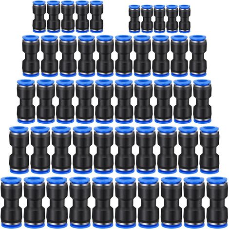 Raccords Pneumatiques - 50 Pièces - Plastique Robuste - Connexion Rapide Sans Fuite - Pour Systèmes Air Comprimé Industriels - Tailles 4 à 12 mm (1/5)