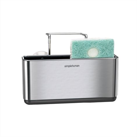 rangement étroit pour évier, organiseur d'évier de cuisine, organiseur porte-éponge, acier inoxydable brossé, Étroite (1/5)