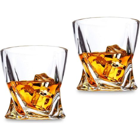 Whisky Gläser 2er Set, altmodische Cocktailglas, 300ML Whiskey Gläser, Rum Gläser, Rocks-Gläser für Scotch, Likör, Bourbon, Wiskeygläser-Set Geschenke für Männer, Ehemann, Freund