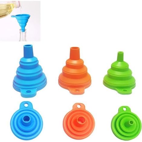 3 Entonnoirs Pliables en Silicone, 3 tailles, Pour la Cuisine, pour Transfert Liquide Alimentaire (1/4)
