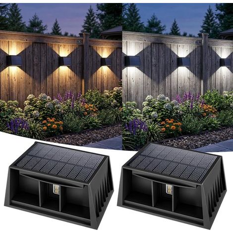 Luci LED solari per esterni, regolabili tramite energia solare, 8 colori (RGB), impermeabili (IP65), per giardino, balcone, patio, cortile, veranda, 2 pezzi (1/5)