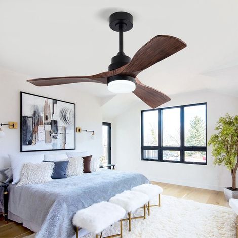 Ventilador de techo con luz de 42 pulgadas, 3 aspas, LED 20 W, mando a distancia DESVIAE (1/5)